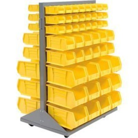 GLOBAL EQUIPMENT Mobile Double Sided Floor Rack - 96 Blue Stacking Bins 36 x 54 500165BL